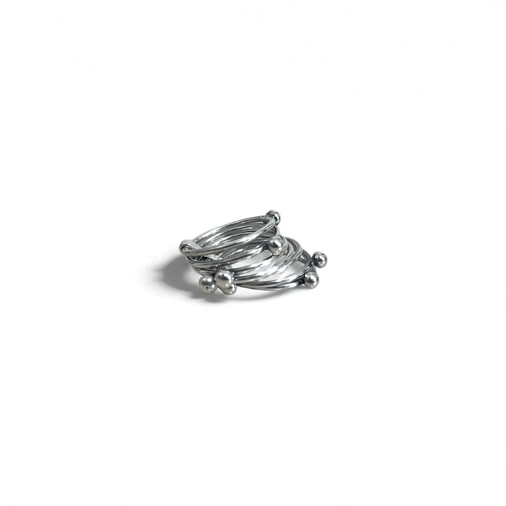 Vintage Mexican Jewelry 7-Row Ring, Silver 925, Modernist