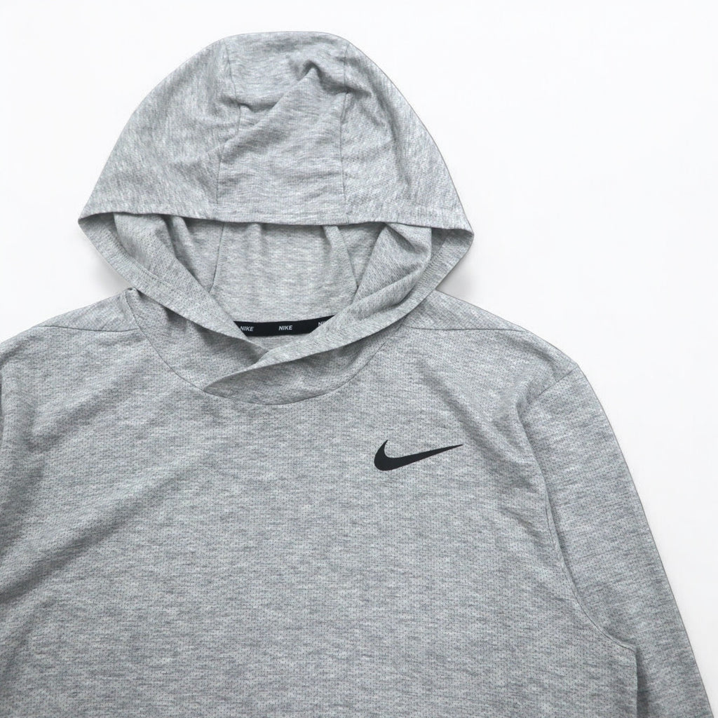 NIKE Dri-Fit Hoodie Long Sleeve T-Shirt M Gray L/S Hooded Training Top AO7579-012