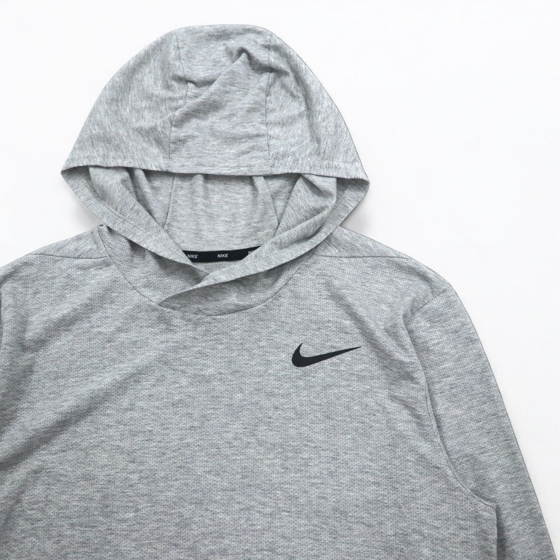 NIKE Dri-Fit Hoodie Long Sleeve T-Shirt M Gray L/S Hooded Training Top AO7579-012