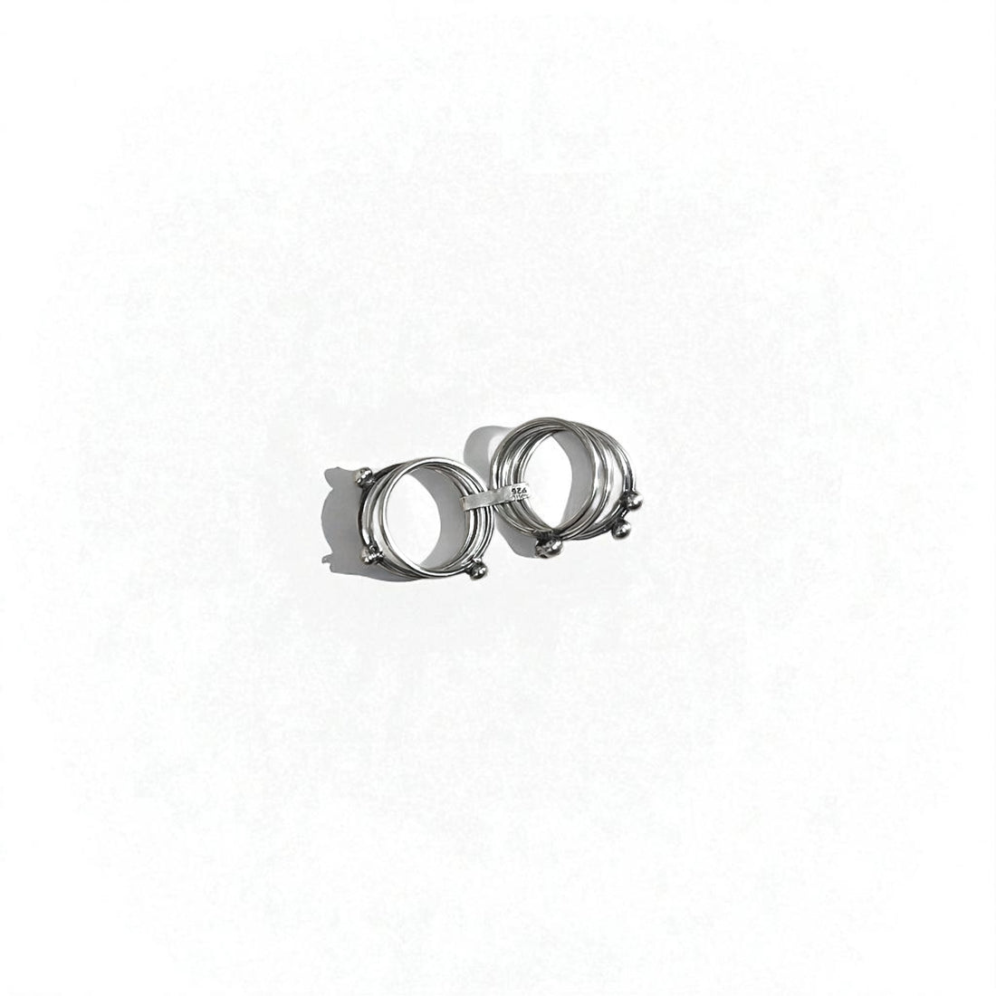 Vintage Mexican Jewelry 7-Row Ring, Silver 925, Modernist