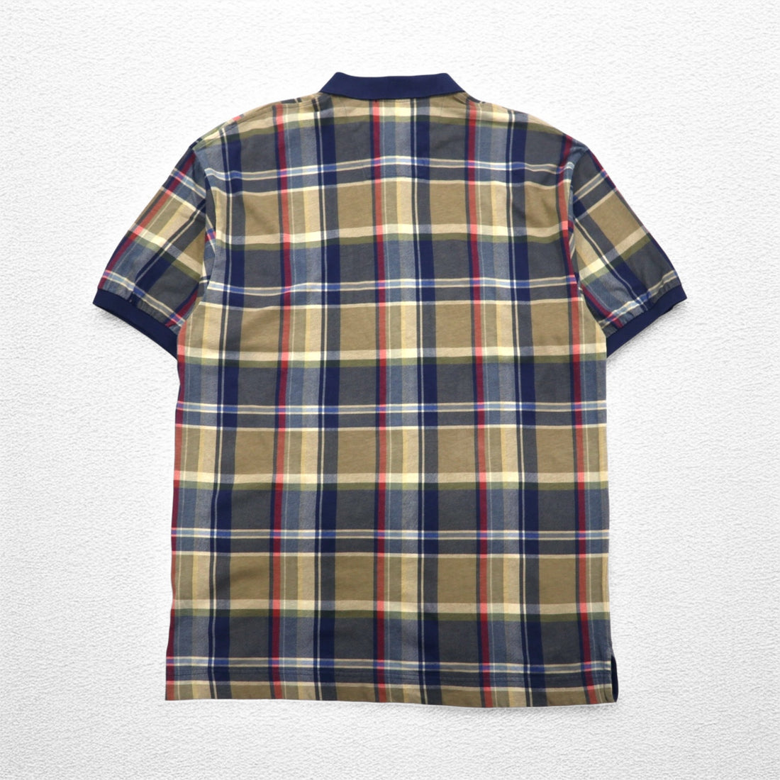nautica 90年代 ポロシャツ XL ネイビー チェック コットン ワンポイントロゴ刺繍