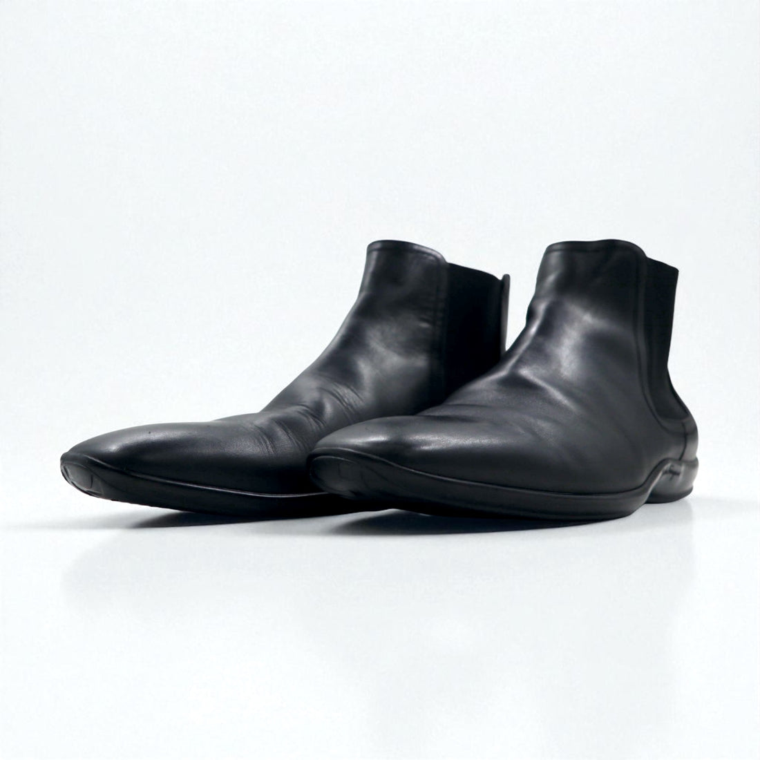 Salvatore Ferragamo Chelsea Boots with Side Gore, Size 27cm, Black Leather, VF 20202 D17, Made in Italy