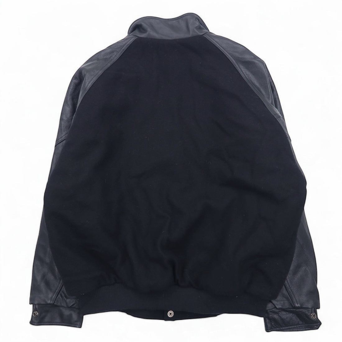 UNIVERSAL promotions Leather-switched Melton Stadium Jacket L Black Leather UNITED STEEL WORKERS