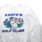 90s USA Made THE PERFECT SHIRT COMPANY Front V Print Sweatshirt, Size 2XL, White, Fleece-Lined, KEEFE'S GOLF CLUBS