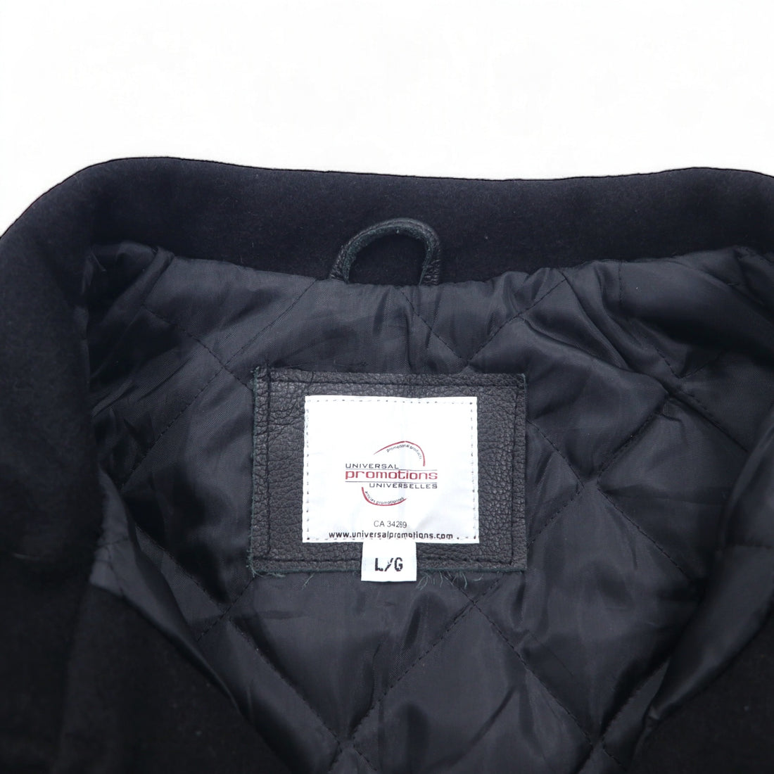 UNIVERSAL promotions Leather-switched Melton Stadium Jacket L Black Leather UNITED STEEL WORKERS