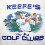 90s USA Made THE PERFECT SHIRT COMPANY Front V Print Sweatshirt, Size 2XL, White, Fleece-Lined, KEEFE'S GOLF CLUBS