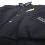 UNIVERSAL promotions Leather-switched Melton Stadium Jacket L Black Leather UNITED STEEL WORKERS