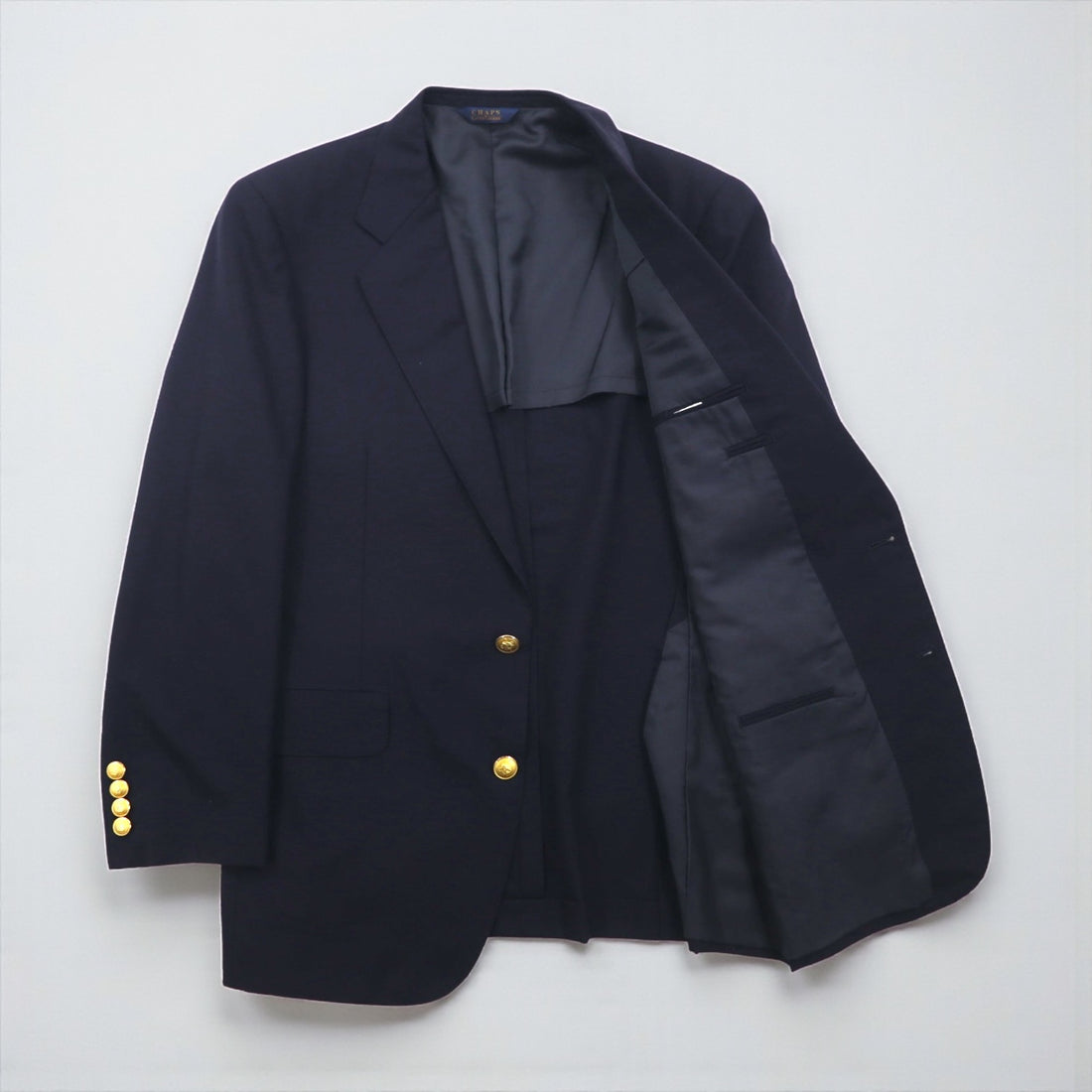 CHAPS Ralph Lauren 80年代 日本製 ブレザー テーラードジャケット M ネイビー ウール 紺ブレ 金ボタン