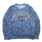Vintage 90s USA Made Sweatshirt Feathers 90年代 ストーンウォッシュ スウェット L ブルー ATLANTIC CITY