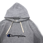 Champion Reverse Weave Rib Line Pullover Hoodie, Medium, Gray, Script Logo Embroidery, C8-S103