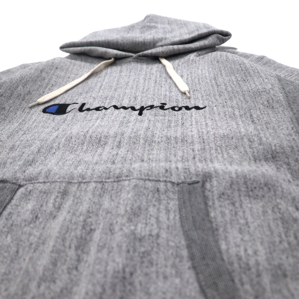 Champion Reverse Weave Rib Line Pullover Hoodie, Medium, Gray, Script Logo Embroidery, C8-S103