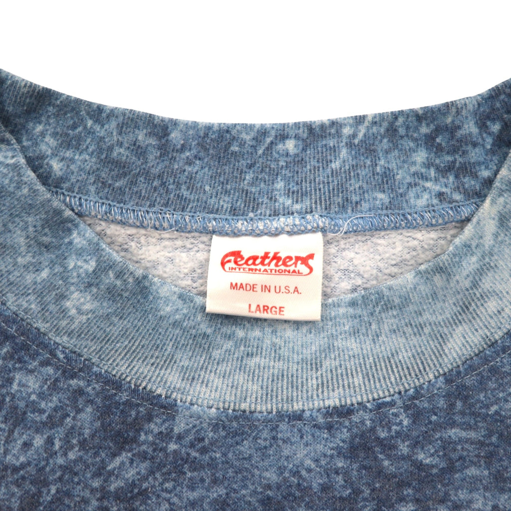 Vintage 90s USA Made Sweatshirt Feathers 90年代 ストーンウォッシュ スウェット L ブルー ATLANTIC CITY
