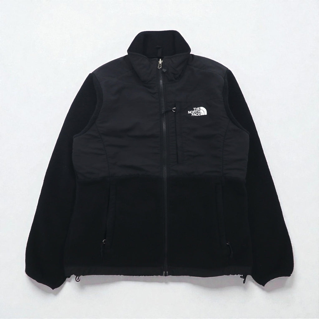 THE NORTH FACE POLARTEC Denali Fleece Jacket, Medium, Black Nylon Switching, Full Zip, High Neck, Drawcord