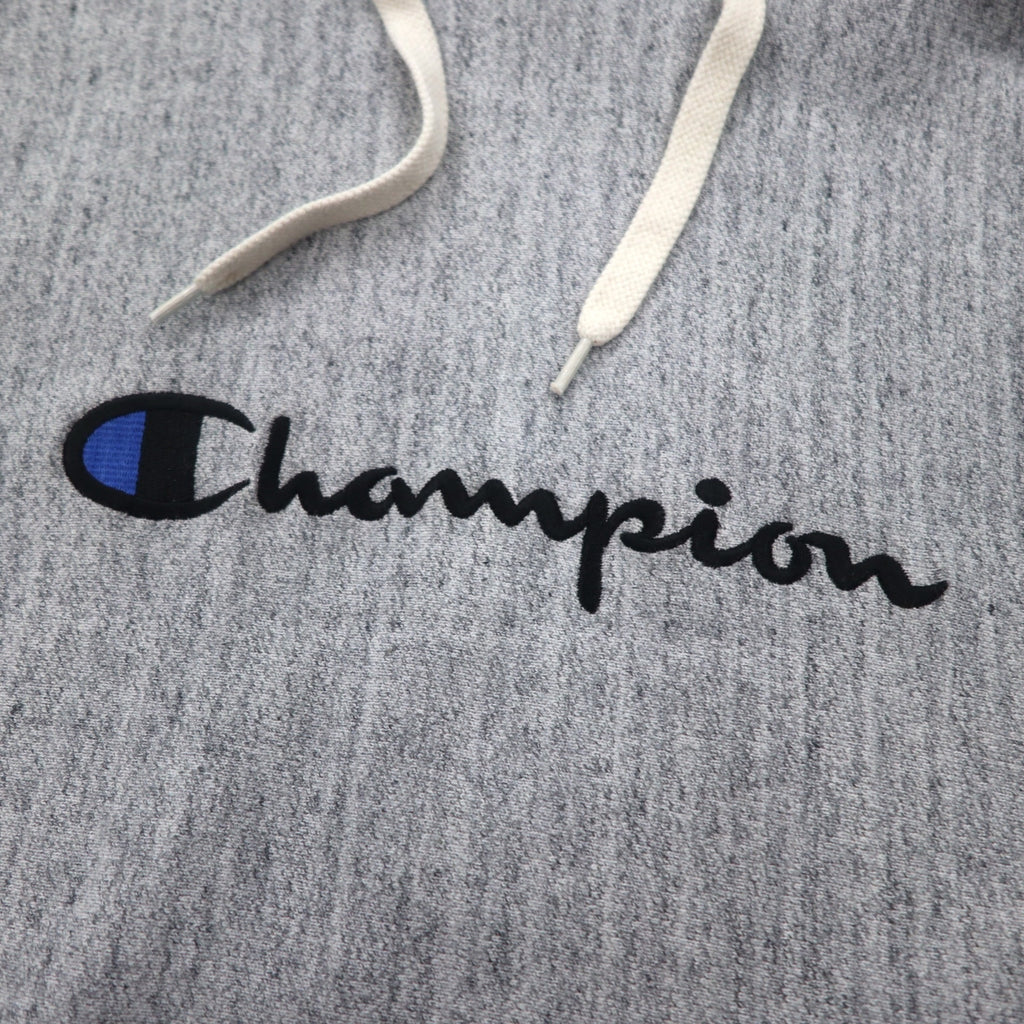 Champion Reverse Weave Rib Line Pullover Hoodie, Medium, Gray, Script Logo Embroidery, C8-S103