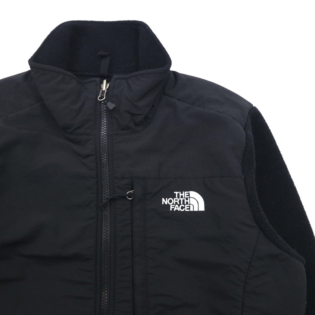 THE NORTH FACE POLARTEC Denali Fleece Jacket, Medium, Black Nylon Switching, Full Zip, High Neck, Drawcord