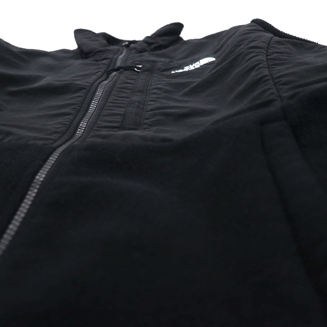 THE NORTH FACE POLARTEC Denali Fleece Jacket, Medium, Black Nylon Switching, Full Zip, High Neck, Drawcord