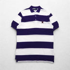 Polo by Ralph Lauren 90s USA made striped polo shirt L purple white pique one point logo embroidery