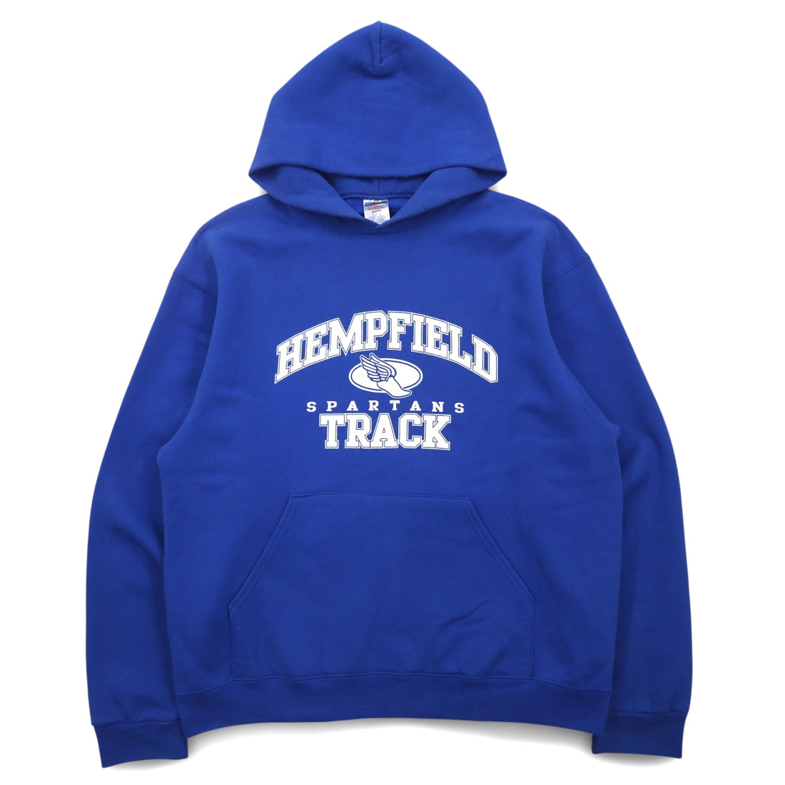 JERZEES College Print Pullover Hoodie L Blue Cotton HEMPFIELD SPARTANS TRACK