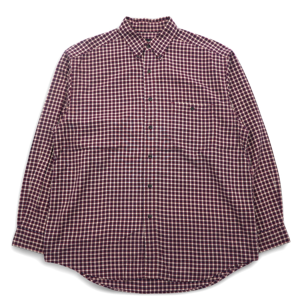 Eddie Bauer 90s Big Size Button Down Shirt L Red Check Cotton