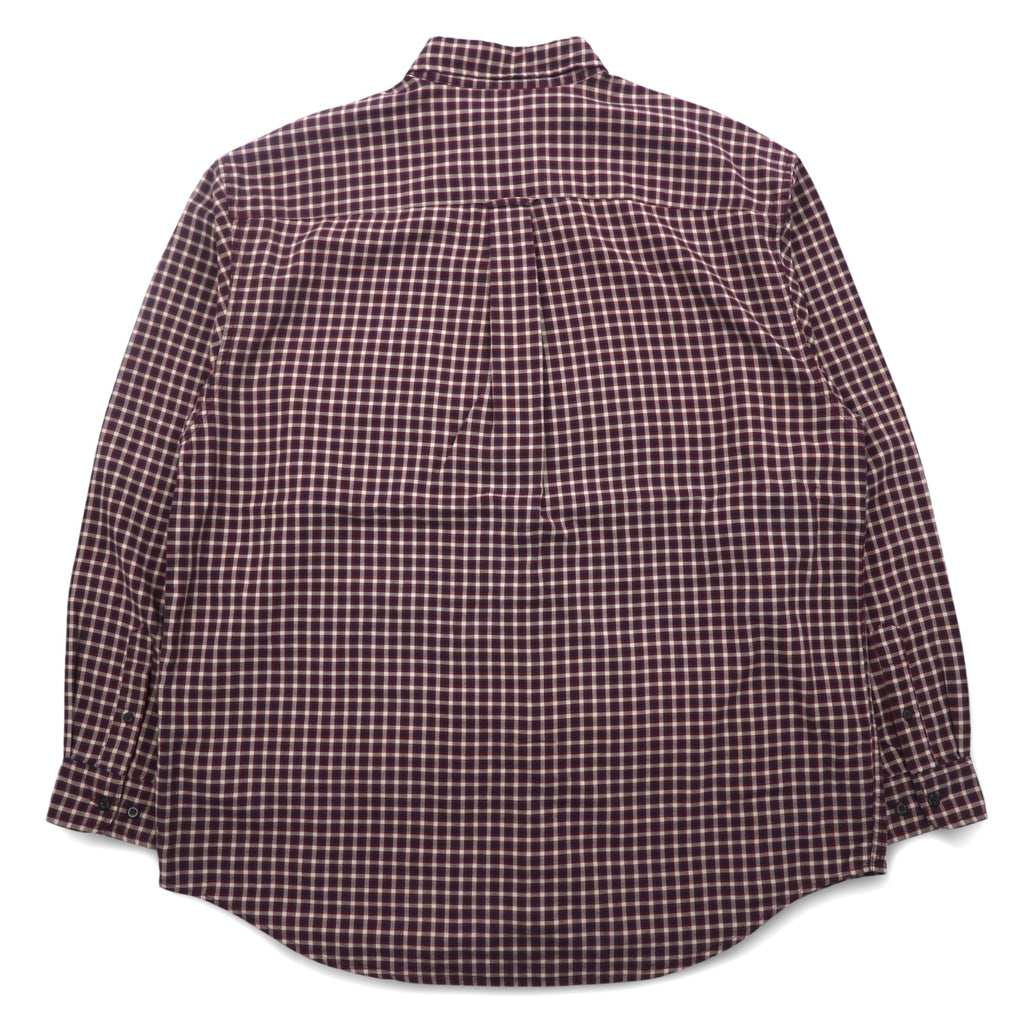 Eddie Bauer 90s Big Size Button Down Shirt L Red Check Cotton
