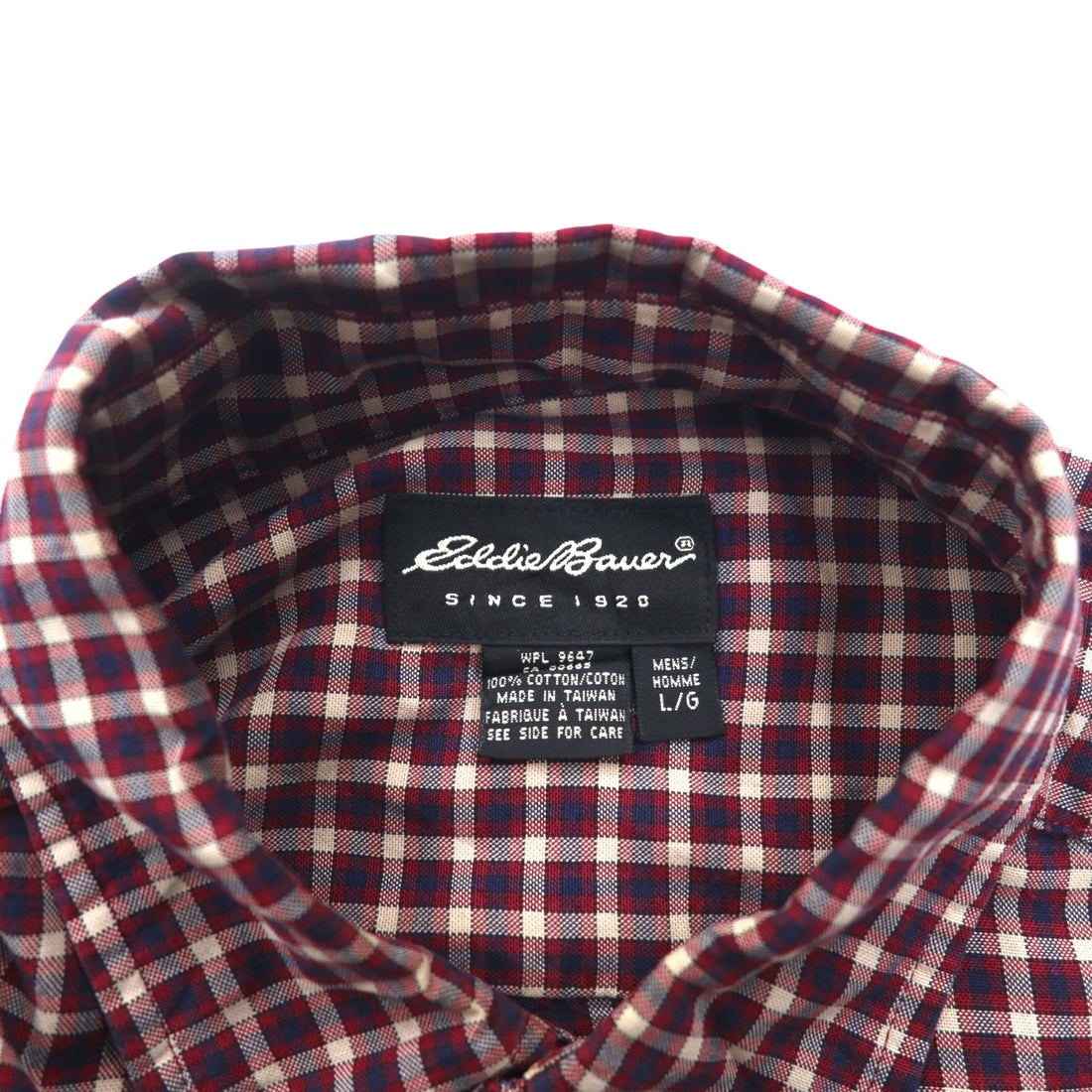 Eddie Bauer 90s Big Size Button Down Shirt L Red Check Cotton