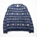 L.L.Bean 80s Made in USA Nordic Knit Sweater, XL, Blue Allover Pattern Wool