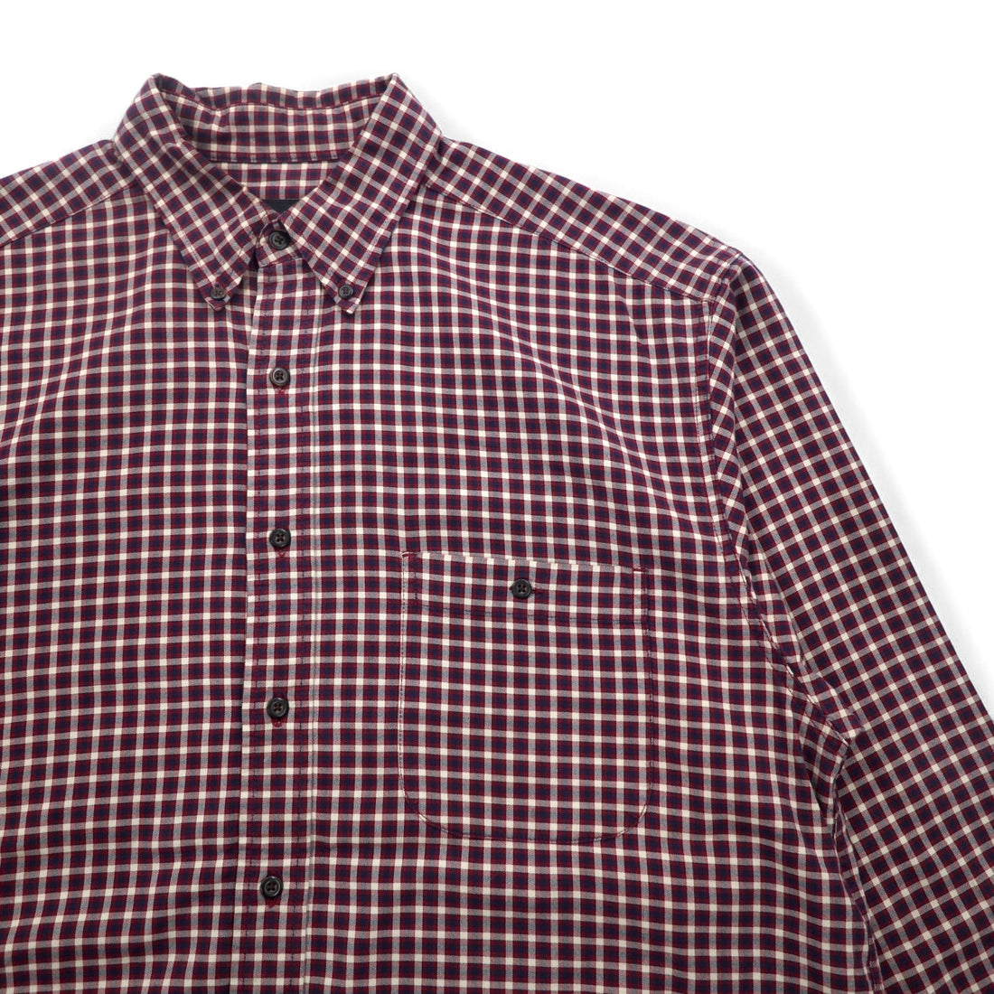 Eddie Bauer 90s Big Size Button Down Shirt L Red Check Cotton