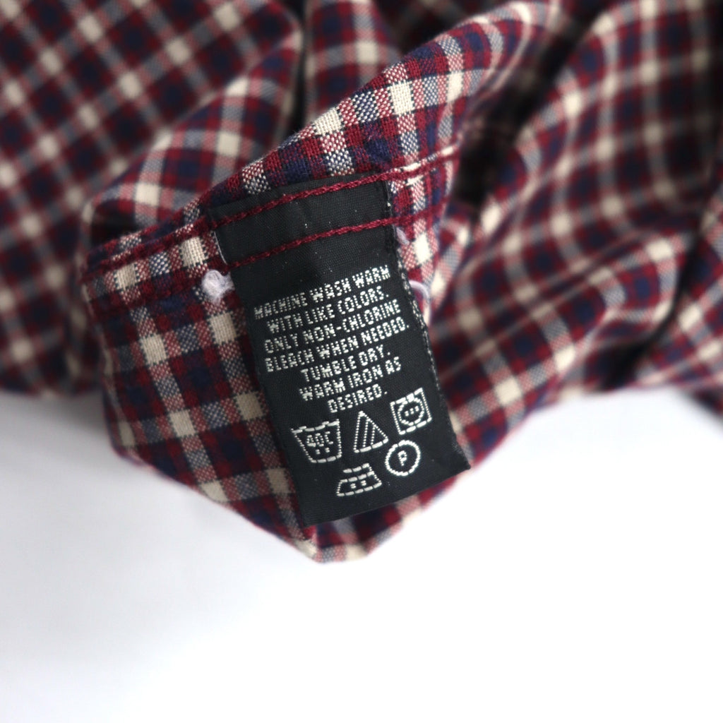 Eddie Bauer 90s Big Size Button Down Shirt L Red Check Cotton
