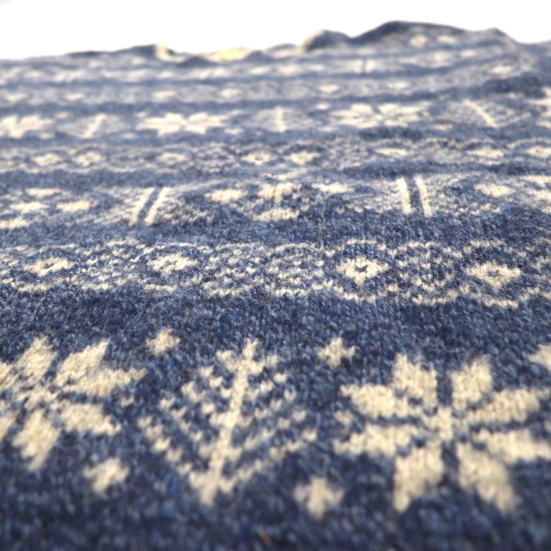 L.L.Bean 80s Made in USA Nordic Knit Sweater, XL, Blue Allover Pattern Wool