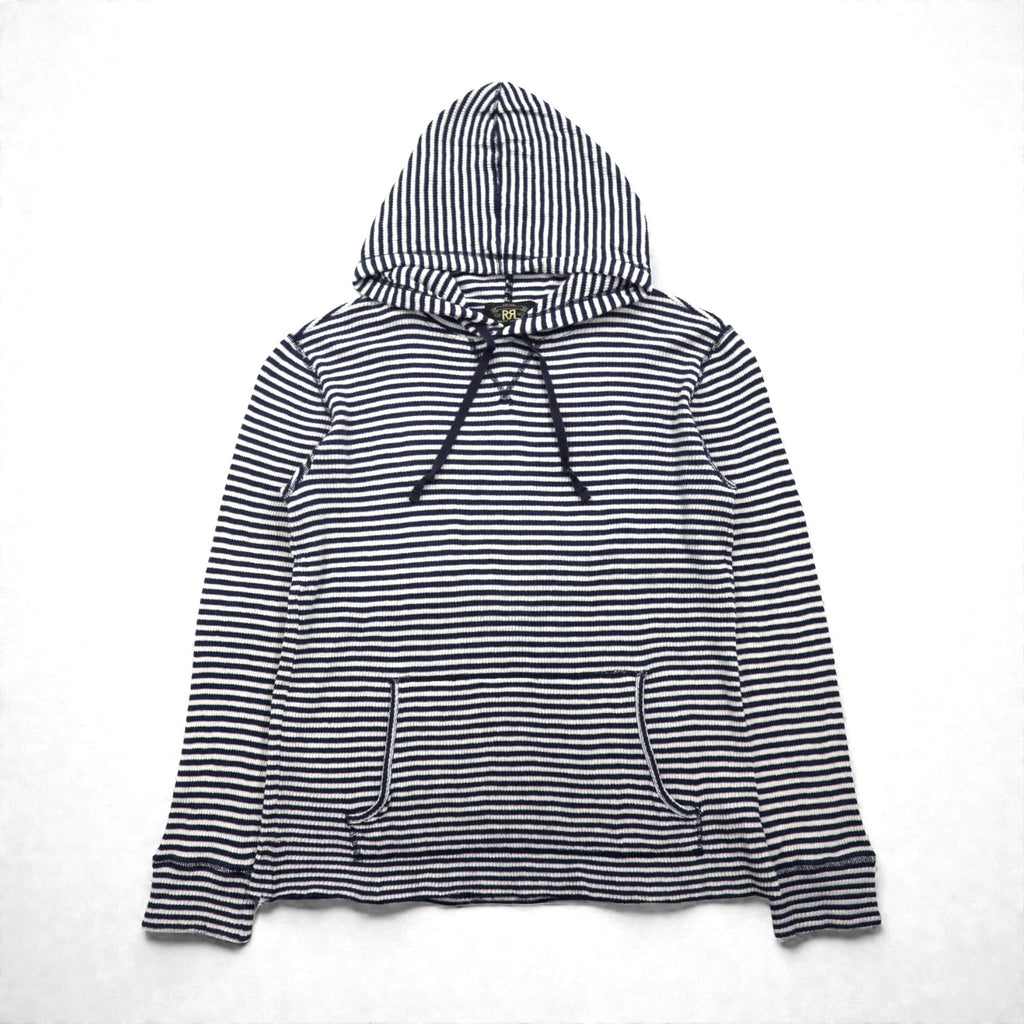 RRL ( Ralph Lauren ) サーマル プルオーバー パーカー L コットン ボーダー カンガルーポケット
