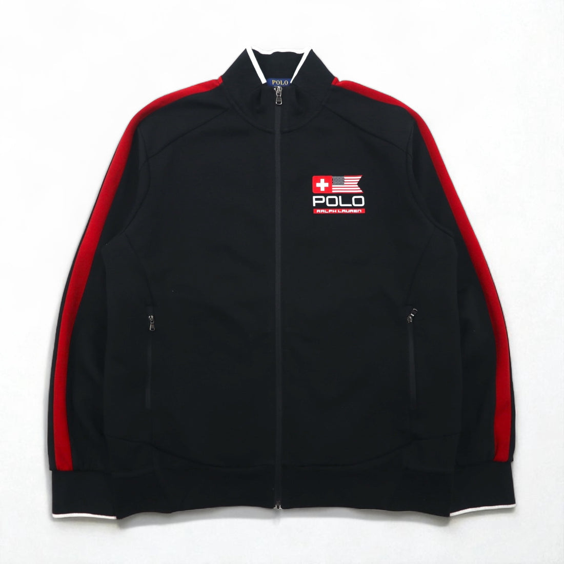 POLO RALPH LAUREN トラックジャケット ジャージ L ブラック ポリエステル コットン
