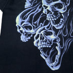 FRUIT OF THE LOOM 00s Skull Print T-Shirt L Black Cotton Fire Spirit