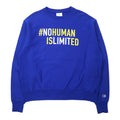 日本然リトテ-古着オンライン-Champion リバースウィーブ スウェット 2XL ブルー コットン NO HUMAN IS LIMITED 単色タグ 復刻 REVERSE WEAVE エルサルバドル製-Champion Reverse Weave Sweatshirt 2XL Blue Cotton NO HUMAN IS LIMITED Single Color Tag Reprint REVERSE WEAVE El Salvador Made