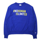 日本然リトテ-古着オンライン-Champion リバースウィーブ スウェット 2XL ブルー コットン NO HUMAN IS LIMITED 単色タグ 復刻 REVERSE WEAVE エルサルバドル製-Champion Reverse Weave Sweatshirt 2XL Blue Cotton NO HUMAN IS LIMITED Single Color Tag Reprint REVERSE WEAVE El Salvador Made