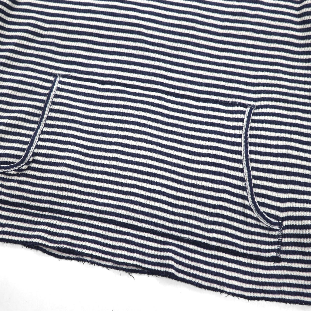 RRL ( Ralph Lauren ) サーマル プルオーバー パーカー L コットン ボーダー カンガルーポケット