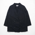 MM6 Maison Margiela Oversized Double-Breasted Tailored Jacket in Leather, XL Navy, Made Italy