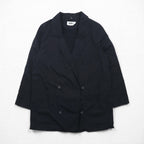 MM6 Maison Margiela Oversized Double-Breasted Tailored Jacket in Leather, XL Navy, Made Italy