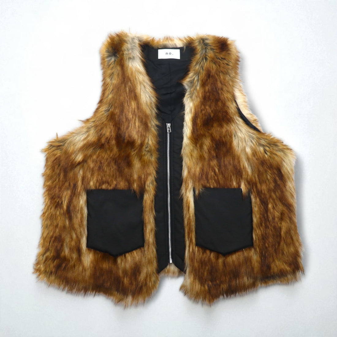 no.  ファーベスト FUR VEST FREE ブラウン エコファー エコレザームートン 22-FW-KVT-01