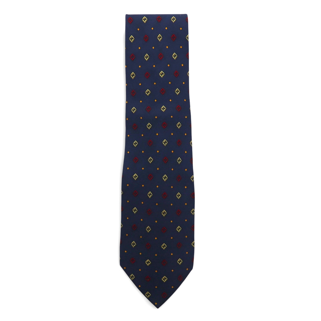 FENDI Made in Italy Vintage Zucca FF logo tie Navy silk small pattern all-over print