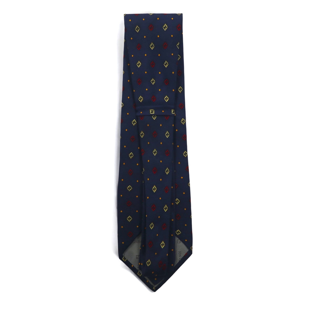 FENDI Made in Italy Vintage Zucca FF logo tie Navy silk small pattern all-over print