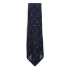 FENDI Made in Italy Vintage Zucca FF logo tie Navy silk small pattern all-over print