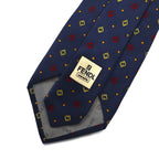 FENDI Made in Italy Vintage Zucca FF logo tie Navy silk small pattern all-over print