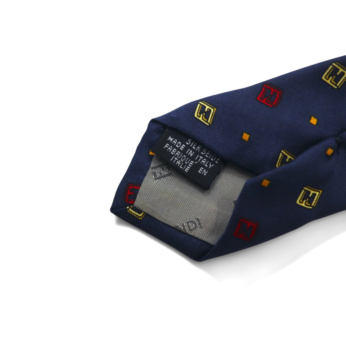 FENDI Made in Italy Vintage Zucca FF logo tie Navy silk small pattern all-over print