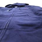 POLO RALPH LAUREN Full Zip Hoodie L Navy Cotton Small Pony Embroidery Double Zip