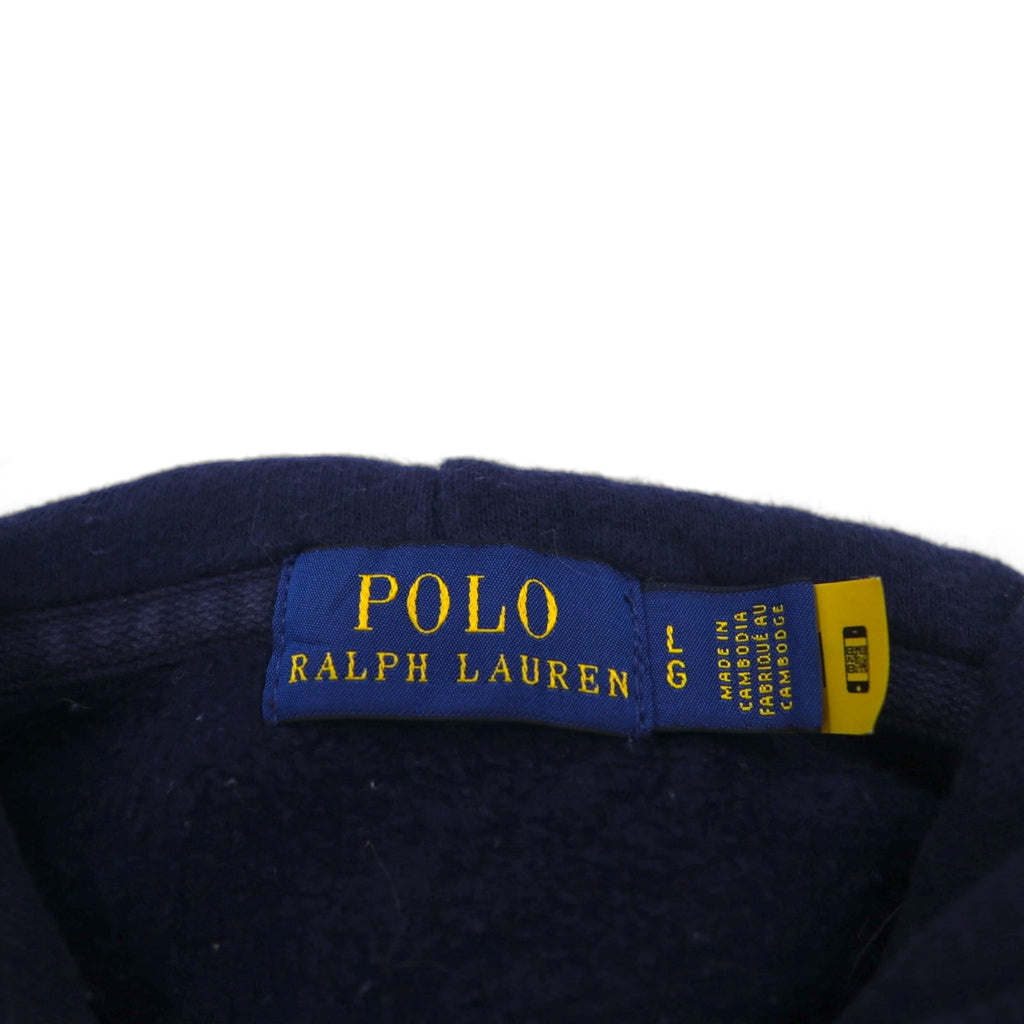 POLO RALPH LAUREN Full Zip Hoodie L Navy Cotton Small Pony Embroidery Double Zip
