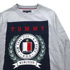 TOMMY HILFIGER Printed Crew Neck Sweatshirt S Grey Cotton MW0MW09466
