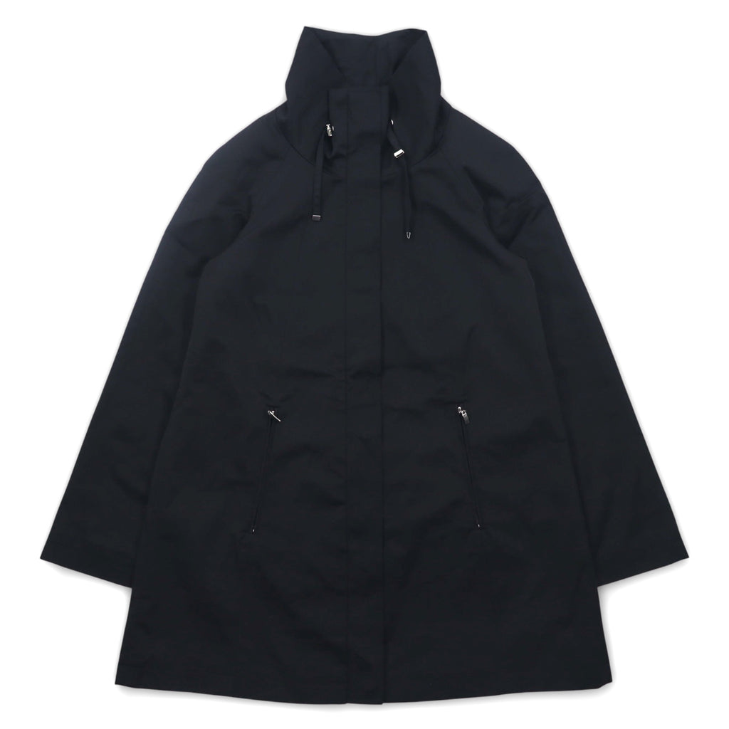 GALLERY Stand Collar A-Line Coat XS Black Cotton Polyester