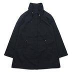 GALLERY Stand Collar A-Line Coat XS Black Cotton Polyester