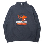 日本然リトテ-古着オンライン-JERZEES ハーフジップ カレッジ スウェット L グレー コットン 裏起毛 NCAA OREGON STATE ホンジュラス製-JERZEES Half Zip College Sweatshirt L Gray Cotton brushed lining NCAA OREGON STATE Honduras Made