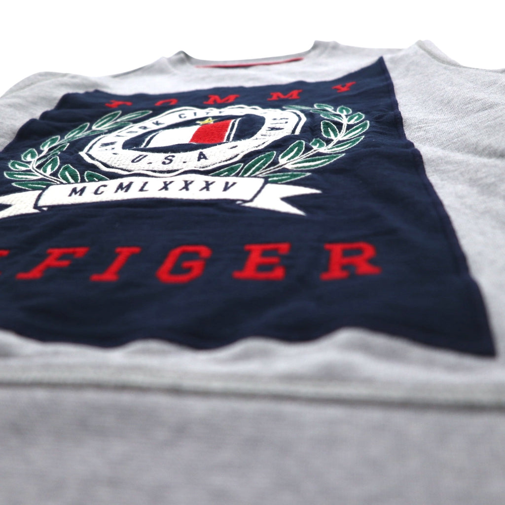 TOMMY HILFIGER Printed Crew Neck Sweatshirt S Grey Cotton MW0MW09466